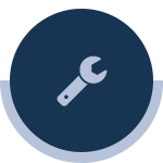 Blue circle with a wrench icon